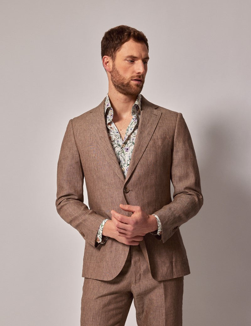 Mens Linen Suit For Beach Wedding - Summer  Suit in Light Brown 2 IZ-5861  - from alligatorwarehouse.com