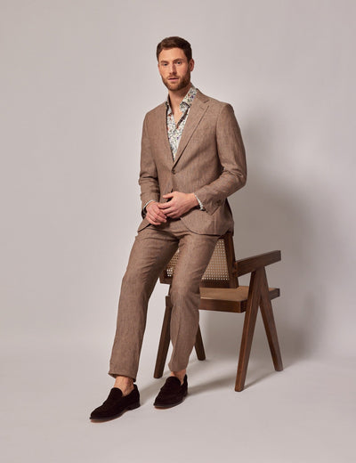 Mens Linen Suit For Beach Wedding - Summer  Suit in Light Brown 1 IZ-5861  - from alligatorwarehouse.com