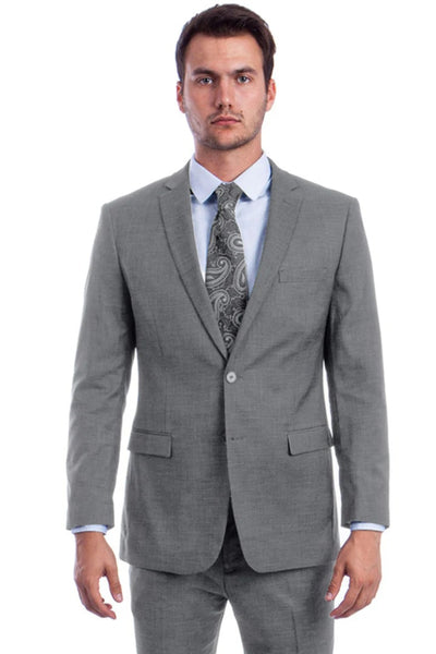 Men's Two Button Modern Fit Linen Look Summer Suit in Light Grey 1   - from alligatorwarehouse.com