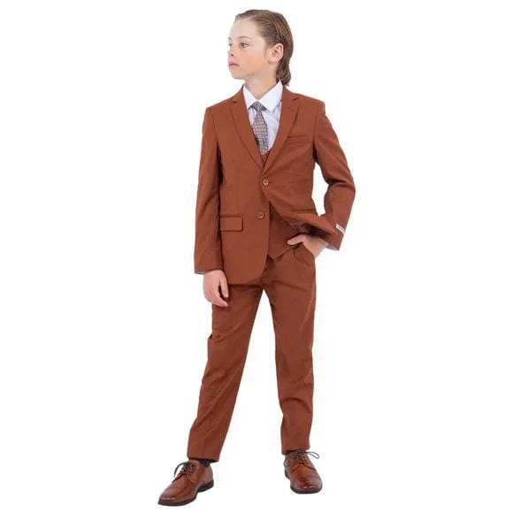 Exclusive Stacy Adams 5pc Boys Suit Slim-Fit, Light Brown