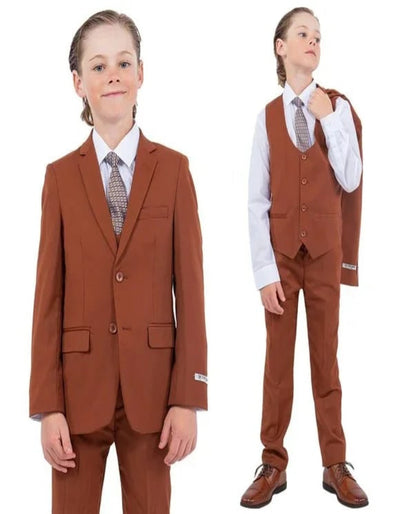 Exclusive Stacy Adams 5pc Boys Suit Slim-Fit, Light Brown 1 F1-6999  - from alligatorwarehouse.com