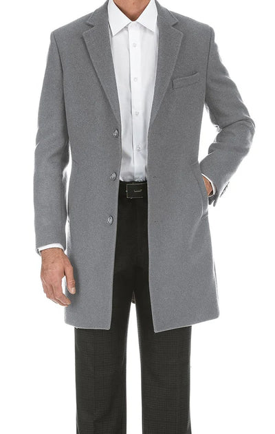 Light Gray Fall/Winter Essential Slim Fit Overcoat Wool Blend 1   - from alligatorwarehouse.com
