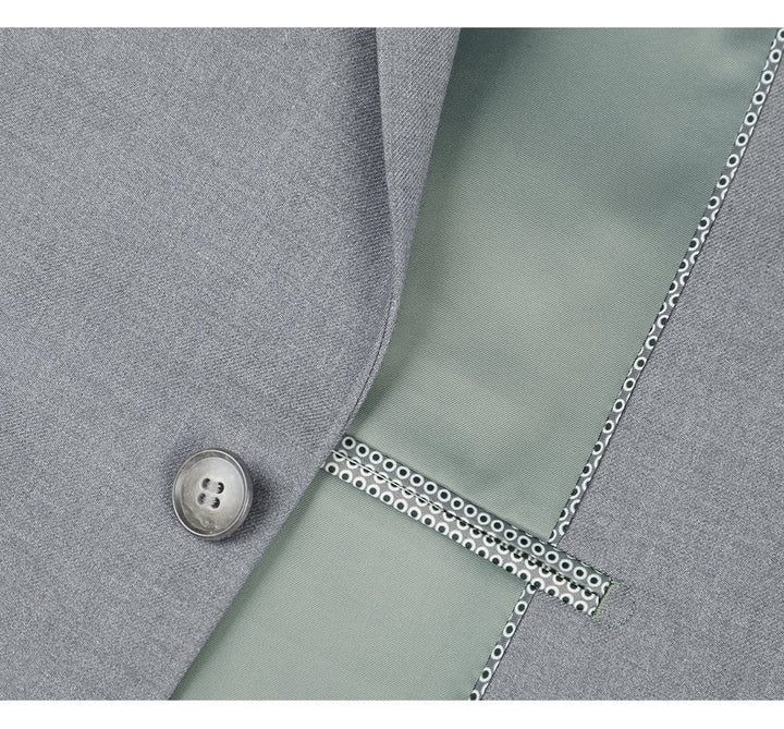 Light Grey Suit - Silver Gray Suit For Wedding - Mens Two Button Slim Fit Hack Light Grey Pocket Suit