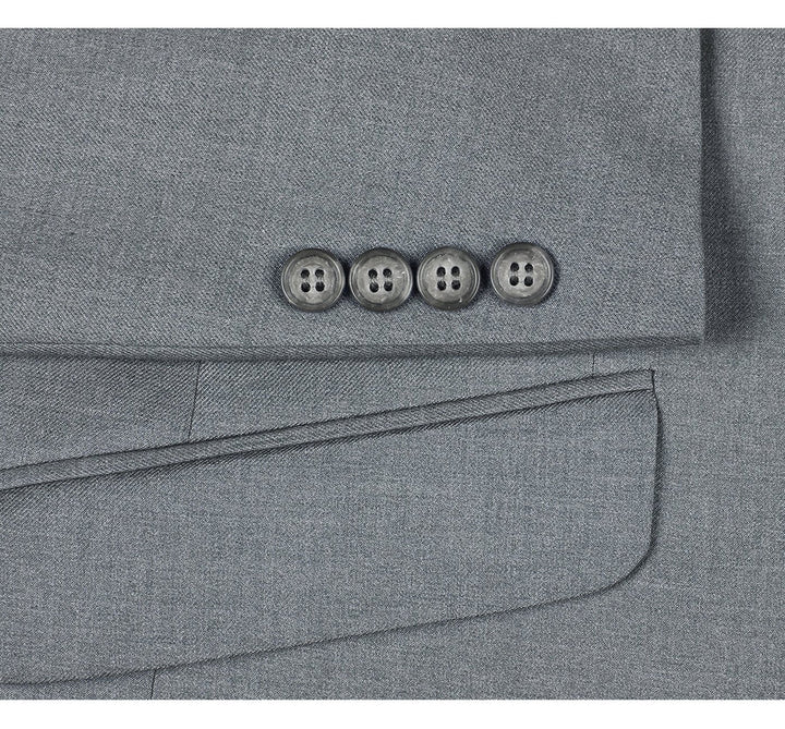 Light Grey Suit - Silver Gray Suit For Wedding - Mens Two Button Slim Fit Hack Light Grey Pocket Suit