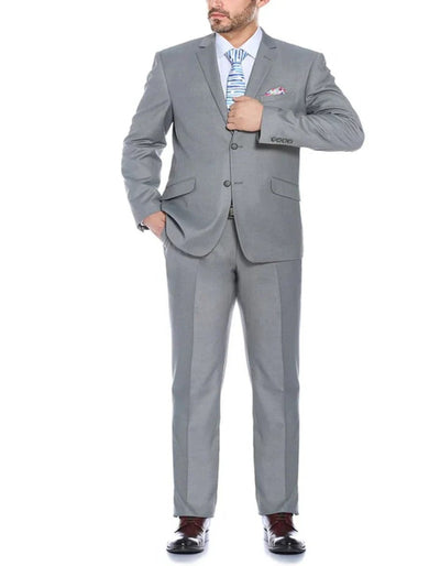 Light Grey Suit - Silver Gray Suit For Wedding - Mens Two Button Slim Fit Hack Light Grey Pocket Suit 1   - from alligatorwarehouse.com