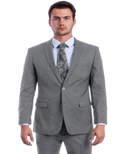 Light Grey Suit - Silver Gray Suit For Wedding - Men's Slim Fit Double Breasted Glen Light Grey Plaid Suit 1   - from alligatorwarehouse.com