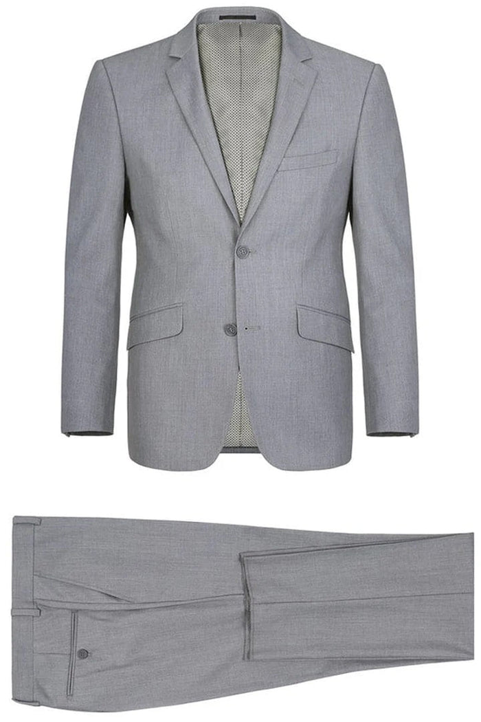 Light Grey Suit - Silver Gray Suit For Wedding - Mens Two Button Slim Fit Light Grey Pocket Suit