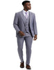 Light Grey Suit - Silver Gray Suit For Wedding - Men's Stacy Adams Vested One Button Wide Peak Lapel Windowpane Light Grey Plaid Suit 2   - from alligatorwarehouse.com