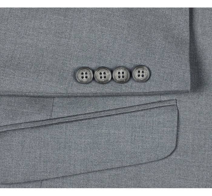 Light Grey Suit - Silver Gray Suit For Wedding - Mens Two Button Slim Fit Light Grey Pocket Suit