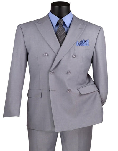 Light Grey Suit - Silver Gray Suit For Wedding - Mens Classic Double Breasted Light Grey Suit 1   - from alligatorwarehouse.com