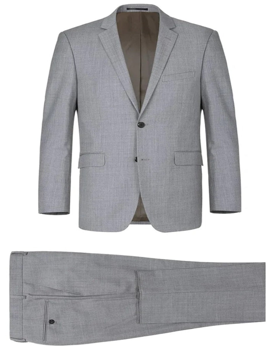 Light Grey Suit - Silver Gray Suit For Wedding - Mens Basic two Button Classic Fit Optional Vest Light Grey Suit