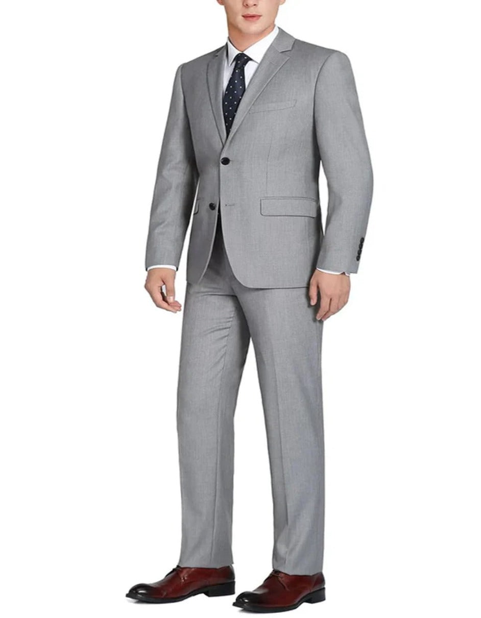Light Grey Suit - Silver Gray Suit For Wedding - Mens Basic two Button Classic Fit Optional Vest Light Grey Suit