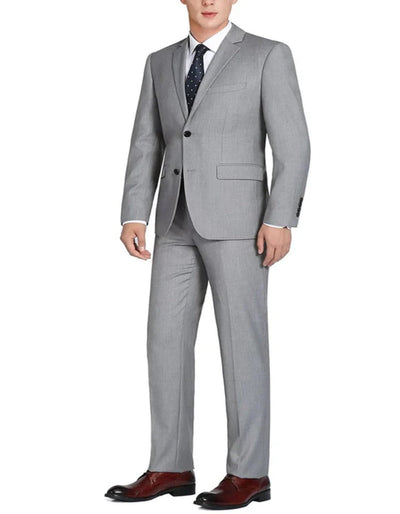 Light Grey Suit - Silver Gray Suit For Wedding - Mens Basic two Button Classic Fit Optional Vest Light Grey Suit 2   - from alligatorwarehouse.com