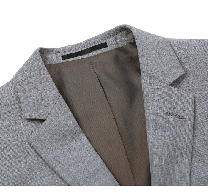 Light Grey Suit - Silver Gray Suit For Wedding - Mens Basic Two Button Slim Fit Light Grey Optional Vest Wool Suit