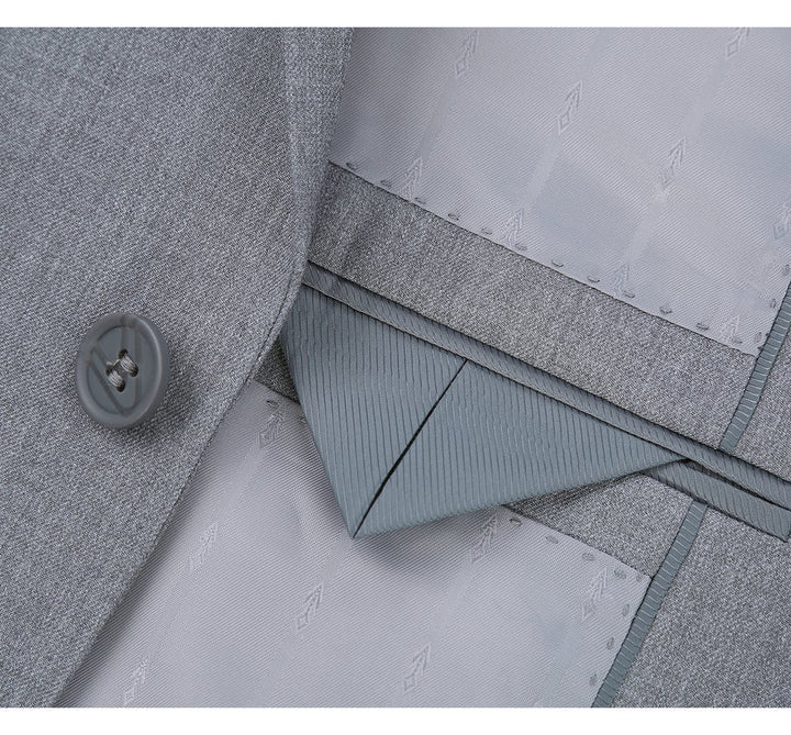 Light Grey Suit - Silver Gray Suit For Wedding - Mens Basic Two Button Slim Fit Light Grey Suit