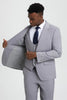Light Grey Suit - Silver Gray Suit For Wedding - Men's Vested One Button Peak Lapel Stacy Adams Light Grey Designer Suit 5   - from alligatorwarehouse.com