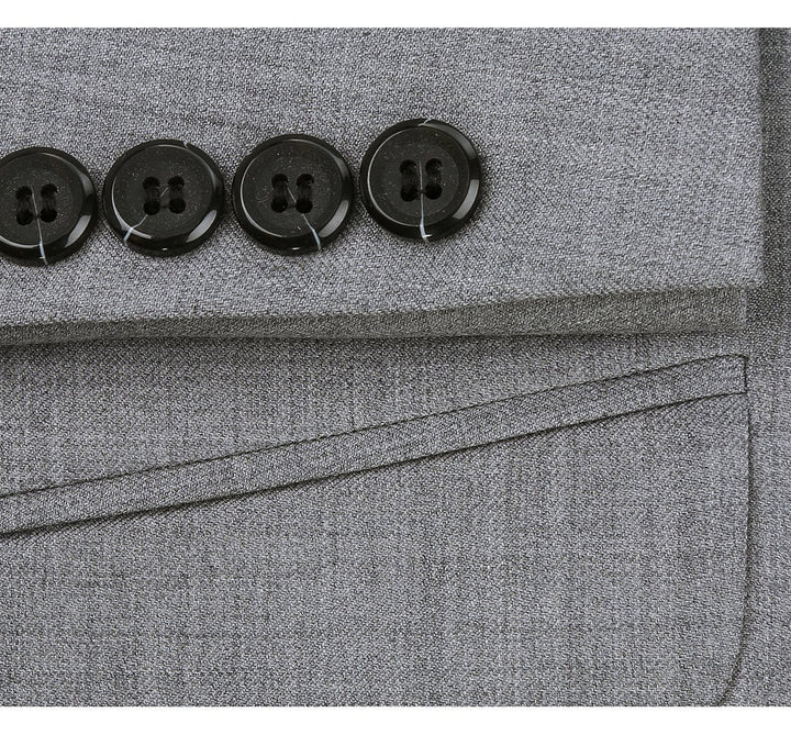 Light Grey Suit - Silver Gray Suit For Wedding - Mens Basic Two Button Slim Fit Light Grey Optional Vest Wool Suit