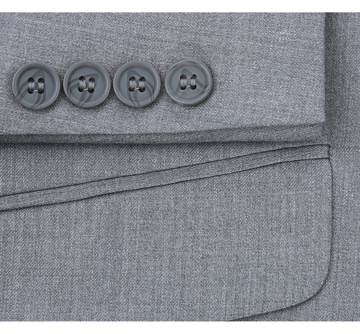 Light Grey Suit - Silver Gray Suit For Wedding - Mens Basic Two Button Slim Fit Light Grey Suit