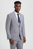 Light Grey Suit - Silver Gray Suit For Wedding - Men's Vested One Button Peak Lapel Stacy Adams Light Grey Designer Suit 2   - from alligatorwarehouse.com