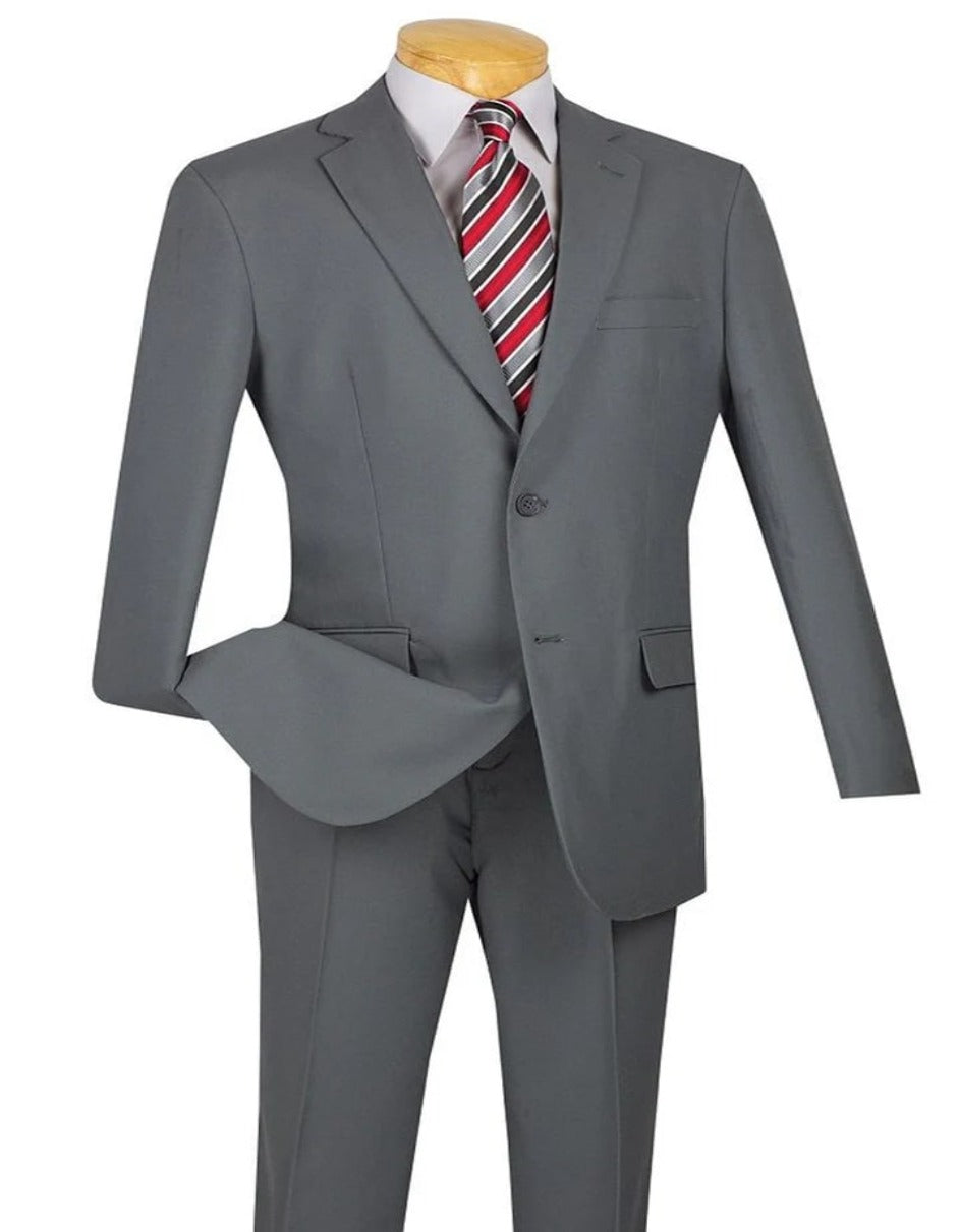 Light Grey Suit - Silver Gray Suit For Wedding - Mens Modern Fit Two Button Light Grey Rayon Fabric Suit
