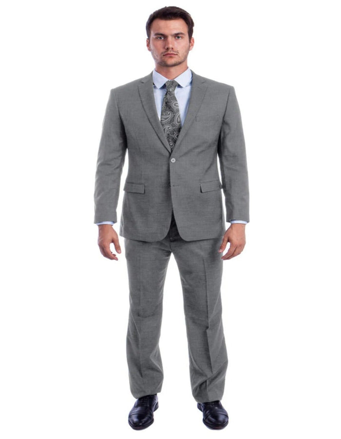 Light Grey Suit - Silver Gray Suit For Wedding - Men's Two Button Modern Fit Linen Light Grey Summer Suit