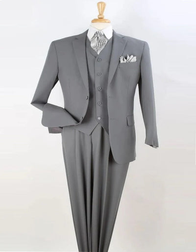 Light Grey Suit - Silver Gray Suit For Wedding - Mens Classic Fit Vested Light Grey Two Button Suit 1   - from alligatorwarehouse.com