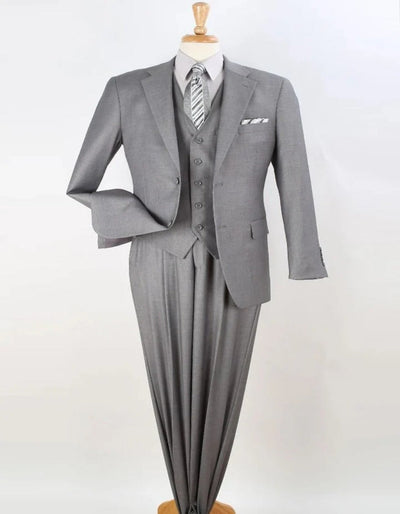 Light Grey Suit - Silver Gray Suit For Wedding - Mens Two Button Classic Fit Light Grey Vested Suit 1   - from alligatorwarehouse.com