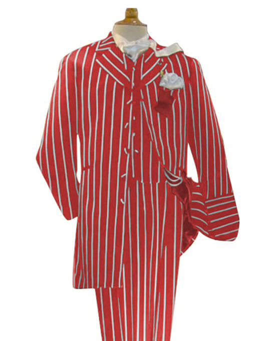 Light Red and White Pinstripe  - Gangster 1920s Pinstripe Suit - Mens  Fashion Suit