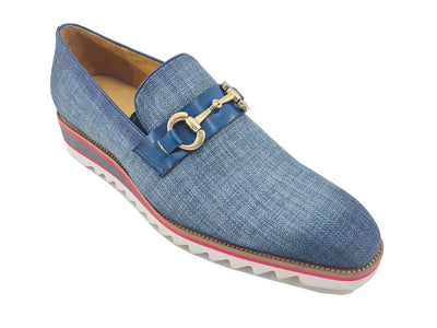 Linen Loafer With Gold Tone Buckle 3 KS550-03FLIME8  - from alligatorwarehouse.com