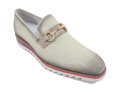 Linen Loafer With Gold Tone Buckle 13 KS550-03FLIME8  - from alligatorwarehouse.com