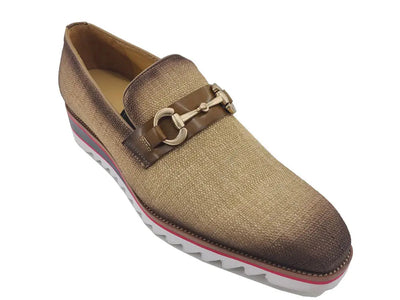 Linen Loafer With Gold Tone Buckle 15 KS550-03FLIME8  - from alligatorwarehouse.com