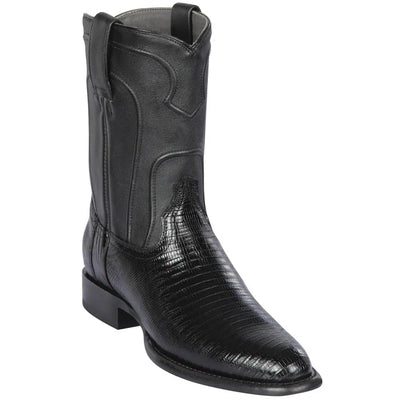 Los Altos Boots - Mens Dress Cowboy Boot - Low Priced Lizard Roper Boots- in Black 1   - from alligatorwarehouse.com