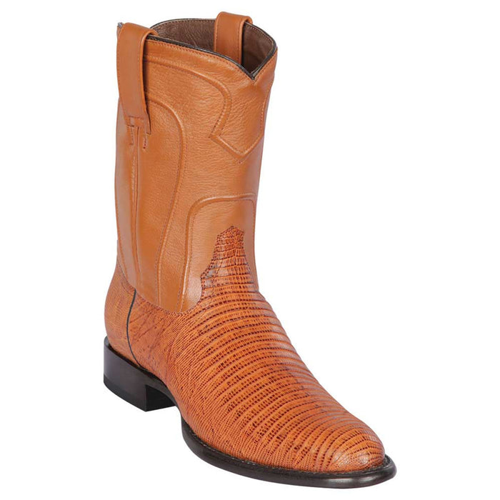 Los Altos Men's Genuine Lizard Teju Skin Tan Honey Color Roper Toe Boot