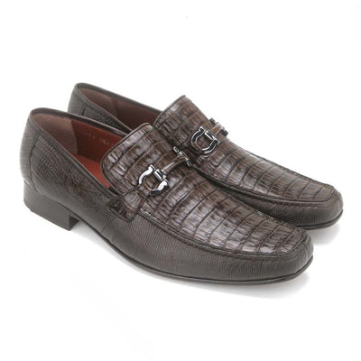 Los Altos Brown Caiman Belly & Lizard Loafers 4   - from alligatorwarehouse.com