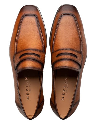 Deerskin Penny Loafer Cognac By Mezlan Made In Spain Brand 3   - from alligatorwarehouse.com