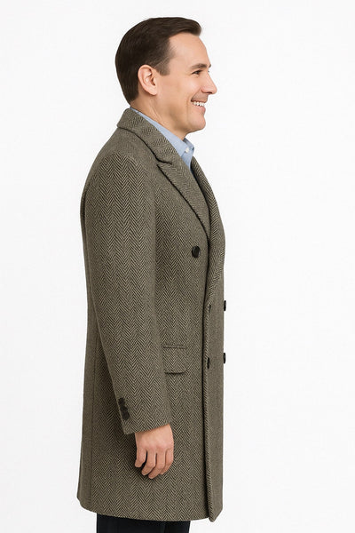 Mens Long Herringbone Wool Overcoat – Classic Double-Breasted Winter Topcoat 2   - from alligatorwarehouse.com