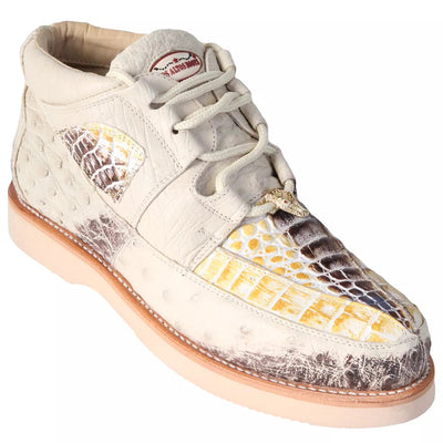Los Altos Natural Caiman & Ostrich Skin Casual Sneakers 1   - from alligatorwarehouse.com