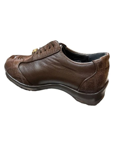 Los Altos Brown Ostrich Leg Lace Up Sneakers 2   - from alligatorwarehouse.com