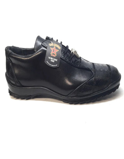 Los Altos Black Ostrich Leg Lace Up Sneakers 3   - from alligatorwarehouse.com
