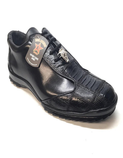 Los Altos Black Ostrich Leg Lace Up Sneakers 1   - from alligatorwarehouse.com