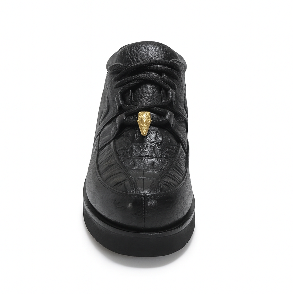 Los Altos Black Caiman Belly & Ostrich Casual Shoes