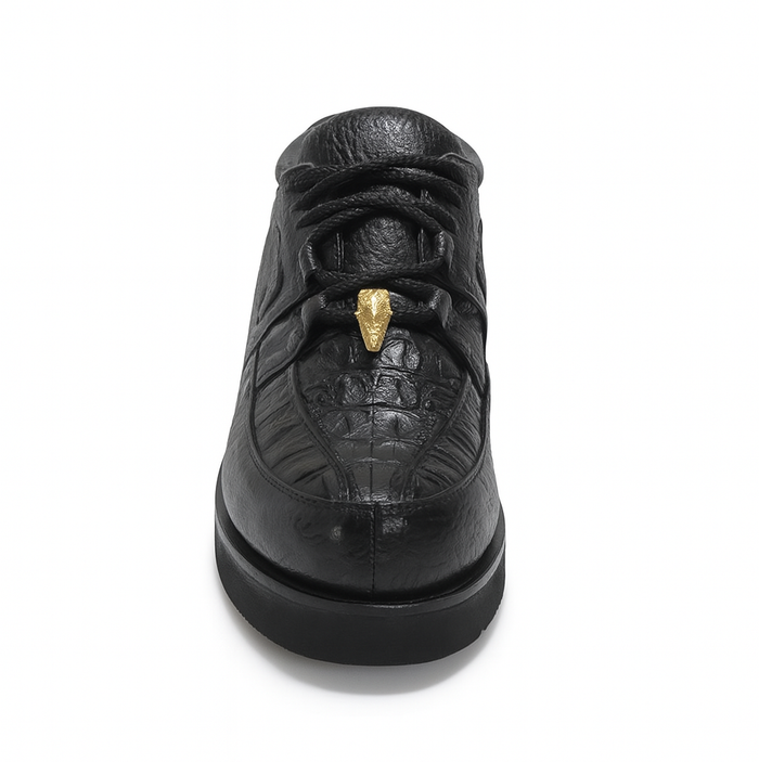 Los Altos Black Caiman Belly & Ostrich Casual Shoes