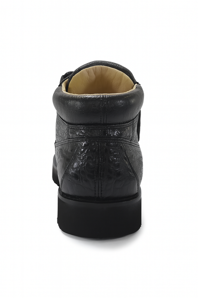 Los Altos Black Caiman Belly & Ostrich Casual Shoes 6   - from alligatorwarehouse.com