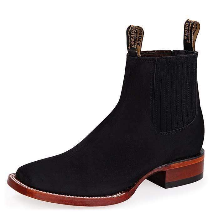 Los Altos Boots LAB-82B6305 – Black Suede Square Toe Charro Boots