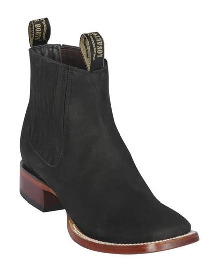Los Altos Boots LAB-82B6305 – Black Suede Square Toe Charro Boots