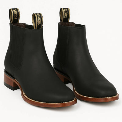 Los Altos Boots LAB-82B6305 – Black Suede Square Toe Charro Boots7