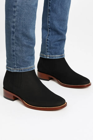 Los Altos Boots LAB-82B6305 – Black Suede Square Toe Charro Boots