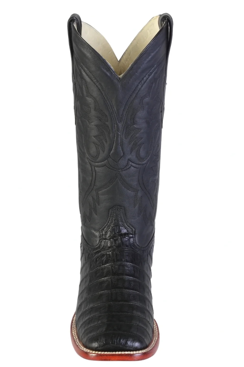 Los Altos Boots Men’s Black Caiman Belly Wide Square Toe Boots