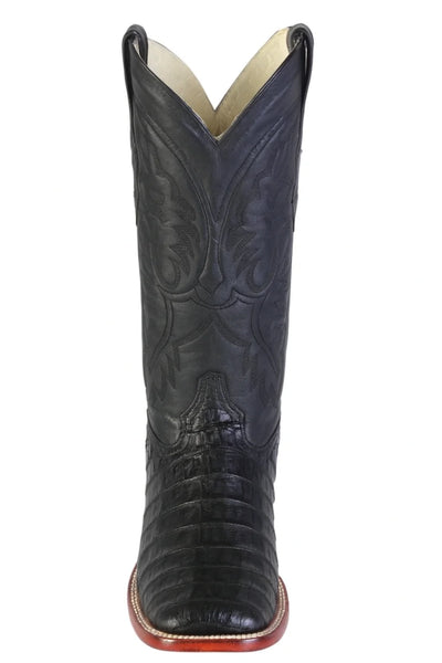 Los Altos Boots Men’s Black Caiman Belly Wide Square Toe Boots