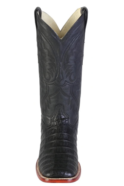 Los Altos Boots Men’s Black Caiman Belly Wide Square Toe Boots